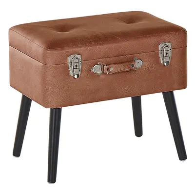 Faux Leather Storage Stool Brown MALLARD