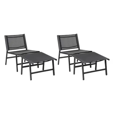 Set of Garden Chairs MARCEDDI with Footstool Metal Black