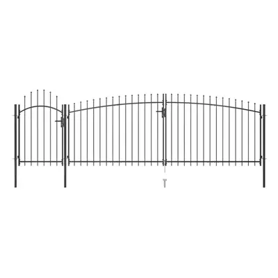 (5 x m) vidaXL Garden Fence Gate with Spear Top Black Barrier Fence Panel Multi Sizes