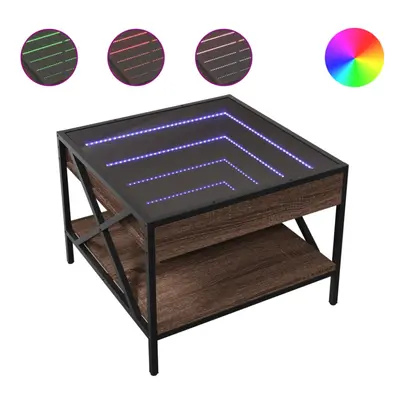 (brown oak, x x cm) vidaXL Coffee Table with Infinity LED Hallway End Table Side Table Sonoma Oa