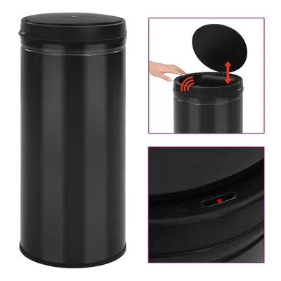 vidaXL Automatic Sensor Dustbin 80L Carbon Steel Black Kitchen Waste Dust Bin