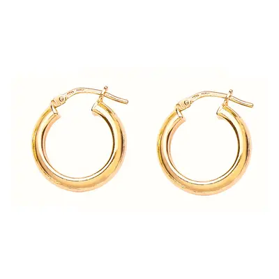 Jewelco London Ladies Yellow Gold-Plated Sterling Silver Round Tube Polished Hoop Earrings 18mm 