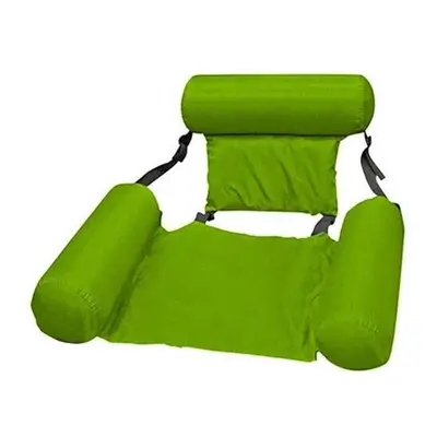 (Green) Water Lounge Chair Swimming Inflatable Foldable Floating Row Backrest Party Toy