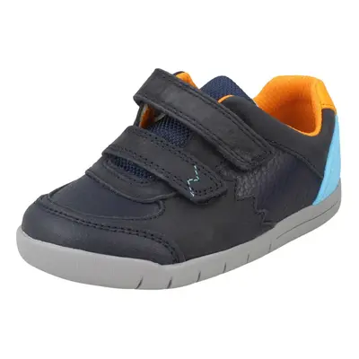 (Navy, UK Infant) Girls Clarks T-Bar First Shoes Roamer Go