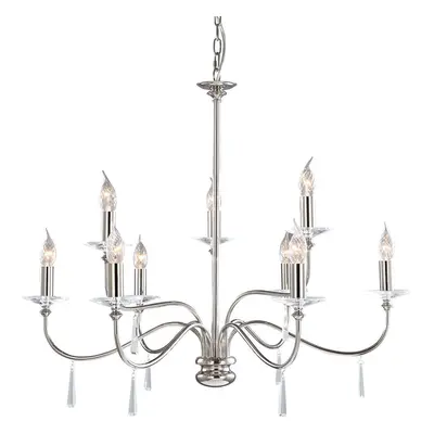 9Chandelier LIght Highly Polished Nickel LED E14 60W