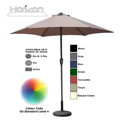 (2m, Taupe) Parasol Aluminium Crank Full & Half Shade Umbrella