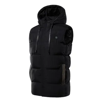 (Black, 4XL) Heating Pads Electric Heated Vest USB Charging Winter Warm Jacket Unisex Hooded Int