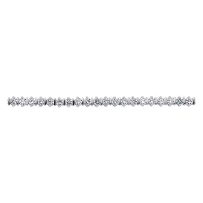 Jewelco London Ladies Sterling Silver Cubic Zirconia Claw and Bar Set Line Tennis Bracelet 4mm i