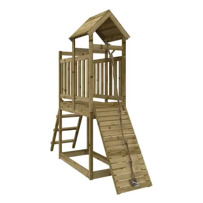 (solid impregnated pinewood) vidaXL Playhouse with Climbing Wall Wood Pine Wooden Play Frame