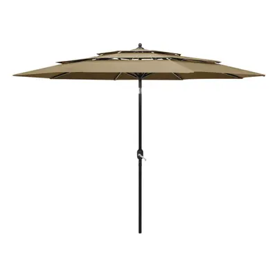 vidaXL 3-Tier Parasol with Aluminium Pole Taupe Outdoor Patio Sunshade Cover