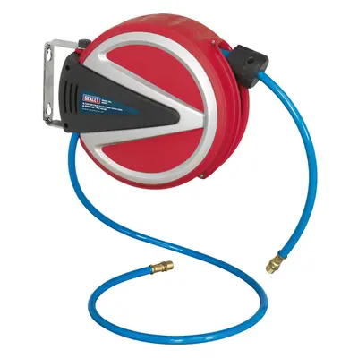 6.5m Retractable PU Air Hose Reel - 1/4" BSP Inlet - Double Braided 6.5mm Hose