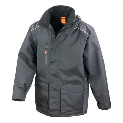 (4XL, Black) Result Mens Work-Guard Vostex Long Coat / Workwear (Waterproof & Windproof)