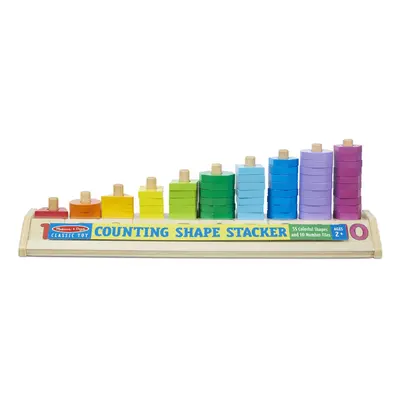 Melissa & Doug Counting Shape Stacker - Wooden Educational Toy With Shapes and Number Tiles, Mul