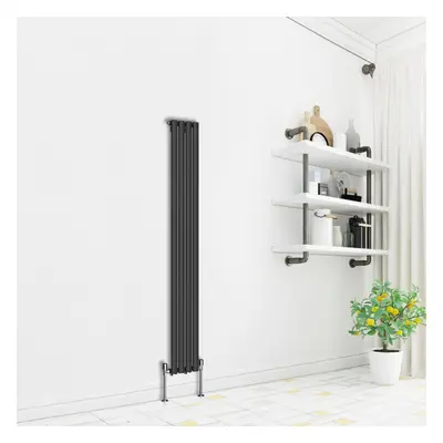 (Vertical 1800x236mm - Single) NRG Premium Black Radiator Oval Column Designer Central Heating U