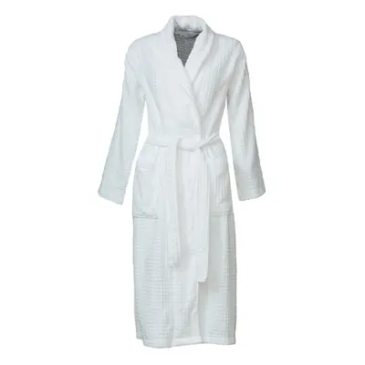 (Extra Large - UK 20/22) Slenderella Ladies White Cotton Velour Waffle Shawl Collar Bath Robe