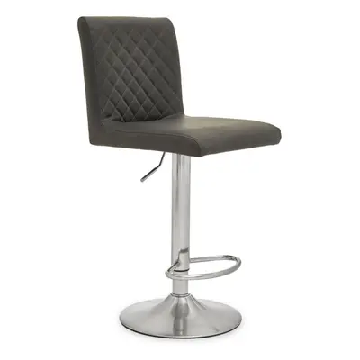 Premier Housewares Baina Dark Grey Chrome Bar Stool With Round Base