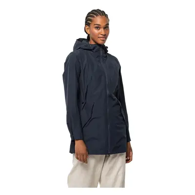 (S, Night Blue) Jack Wolfskin Womens Dakar Parka Lightweight Waterproof Windproof Jacket