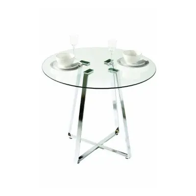 Premier Housewares Metropolitan Round Glass Dining Table with Chrome Leg, x x cm