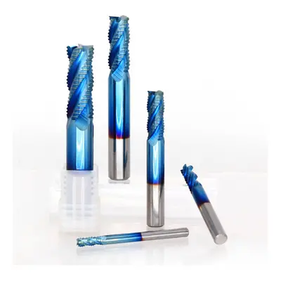 (12x30x75mm) 4mm-12mm Blue Nano Coating Roughing End Mill Flute Spiral Carbide End Mill CNC Rout