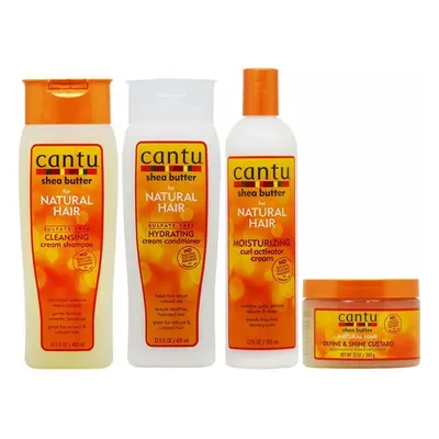 Cantu Cleansing Cream Shampoo + Conditioner + Curl Activator Cream + Define & Shine Custard"Set"