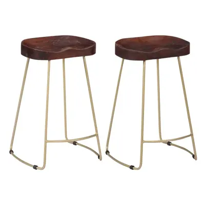 vidaXL 2x Solid Mango Wood Gavin Bar Stools 46x38x52cm Kitchen Dining Seat