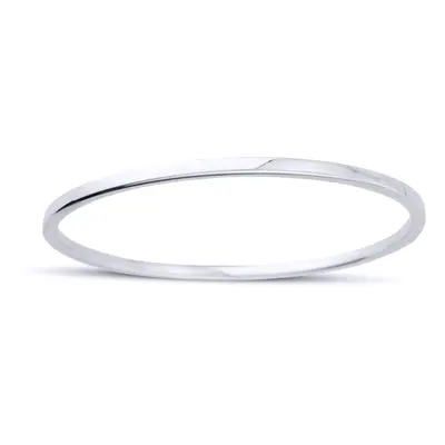 Jewelco London Ladies 9ct White Gold Minimalist Plain Polished Rectangular Tube Bangle Bracelet 