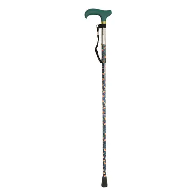 Deluxe Ambidextrous Foldable Walking Cane - Height Settings - Emerald Floral