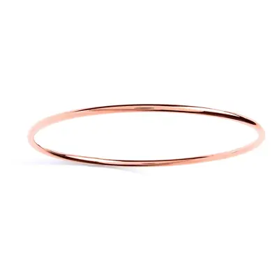 Jewelco London Ladies Rose Gold-Plated Sterling Silver Polished Round Tube Bangle Bracelet 2mm -