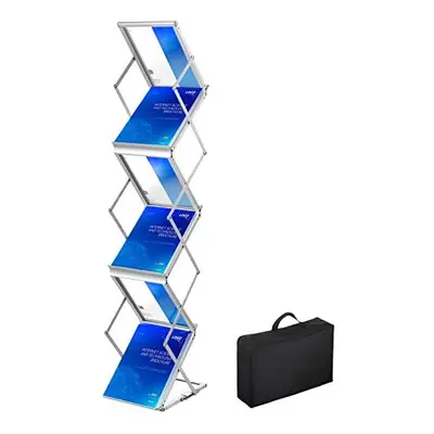 VEVOR Literature Rack, Pockets, Pop up Aluminum Magazine Rack, Lightweight Catalog Holder Stand 