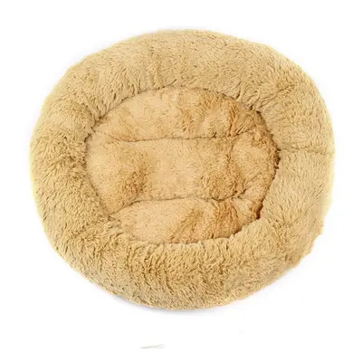 (Brown) 55CM Lu*ury Shag Warm Fluffy Pet Dog Puppy Round Fur Donut Cushion Mat Pet Bed