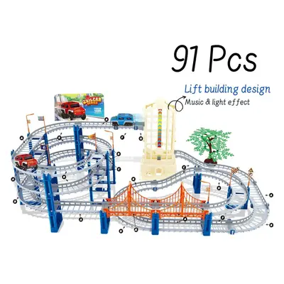 (91 Pcs) 80/91/140Pcs DIY Assembly Electric ABS Track Car Model Set Puzzle Educational Toy for K