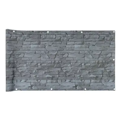 vidaXL Balcony Privacy Screen Fence Roll Ledge Stone Look Grey 600x90 cm PVC