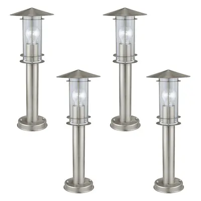 4 PACK IP44 Outdoor Bollard Light Stainless Steel 500mm 60W E27 Driveway Post