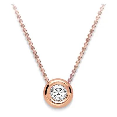 Jewelco London 18ct Rose Gold Diamond Donut Bezel Slider Solitaire Necklace 0.9mm 18" 45cm 21pts