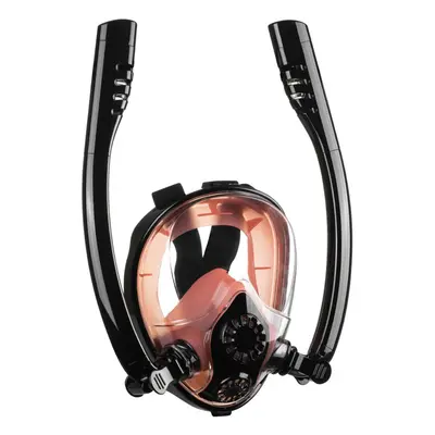 (Black&Red, S/M) Antifog Double Tube Full Face Snorkel Scuba Diving Mask Swim Breathing Goggles 