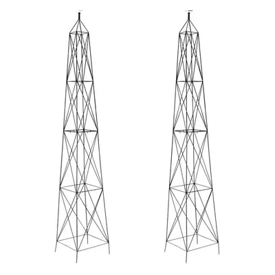 Pair of Roman Steel Garden Obelisks (2.1m)