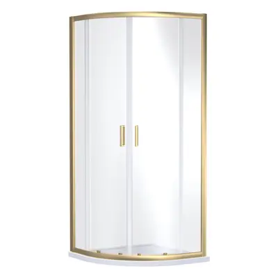 Quadrant 6mm Toughened Safety Glass Shower Enclosure - 900mm x 900mm - Brushed Brass