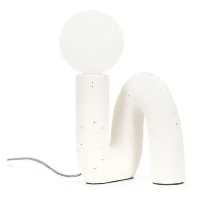 Modern White Curl Arch Ceramic Table Lamp Opal Globe Shade Light + LED