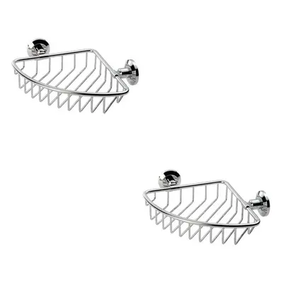 2x Bathroom Corner Shower Soap Basket Concealed Fix x 147mm Chrome