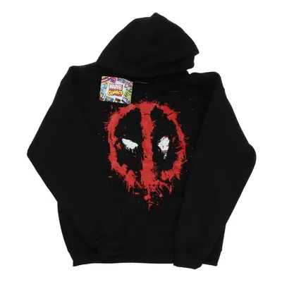 (S, Black) Deadpool Mens Splat Face Cotton Hoodie