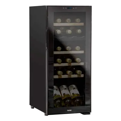 Baridi Bottle Dual Zone Wine Cooler, Fridge, Touch Screen Controls, Wooden Shelves, LED - Black