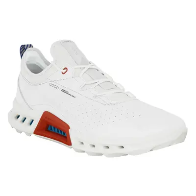 (UK 7.5, White/Mazarine Blue) Ecco Mens Biom C4 Waterproof Breathable Leather Spikeless Golf Sho