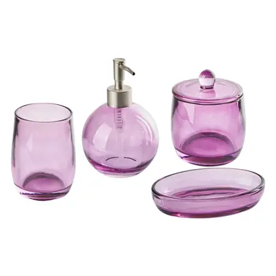 Glass 4-Piece Bathroom Accessories Set Violet ROANA