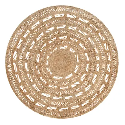 Round Jute Area Rug cm Beige KERER