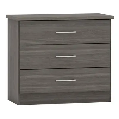 Nevada Drawer Chest of Drawers Black Wood Grain Effect Metal Runners Handles