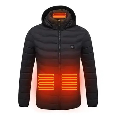 (Black, S) Electric USB Intelligent Heated Warm Back Abdomen Neck Cervical Spine Hooded Winter J