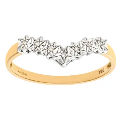 (J) Jewelco London Ladies 9ct Yellow Gold Illusion Set Diamond Wishbone Ring