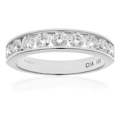 (K) Jewelco London Platinum Channel Set Half Eternity Ring, IJ/I Certified Diamonds, Round Brill