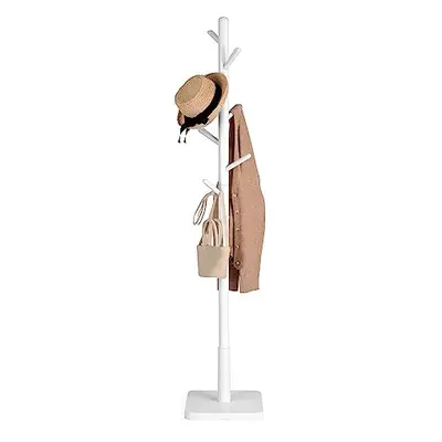 VASAGLE Coat Rack, Solid Wood Coat Stand, Free Standing Hall Coat Tree with Hooks for Coats, Hat