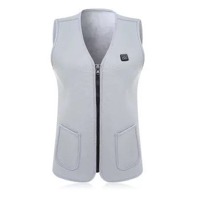 (Silver, L) USB Electric Heating Waistcoat Intelligent Temperature Control Outdoor Jacket Winter